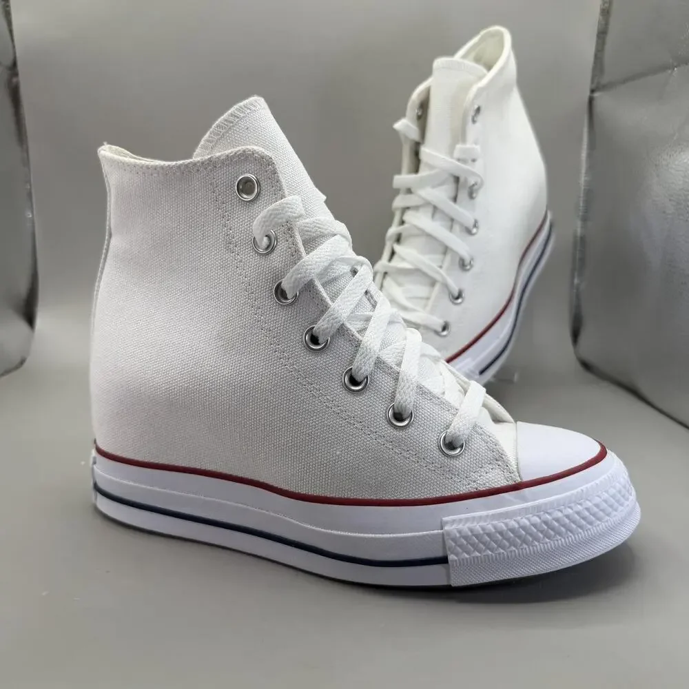 Converse Chuck Taylor All Star Wedge Shoes Womens 7.5 White Canvas Sneakers